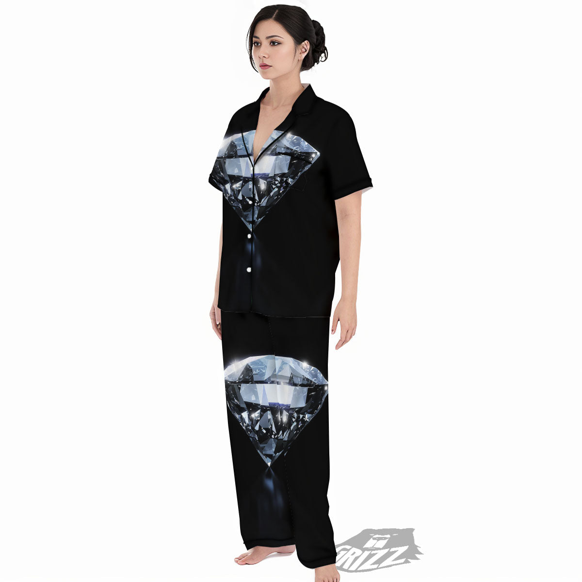 Diamond Print Women's Pajamas Set-grizzshop