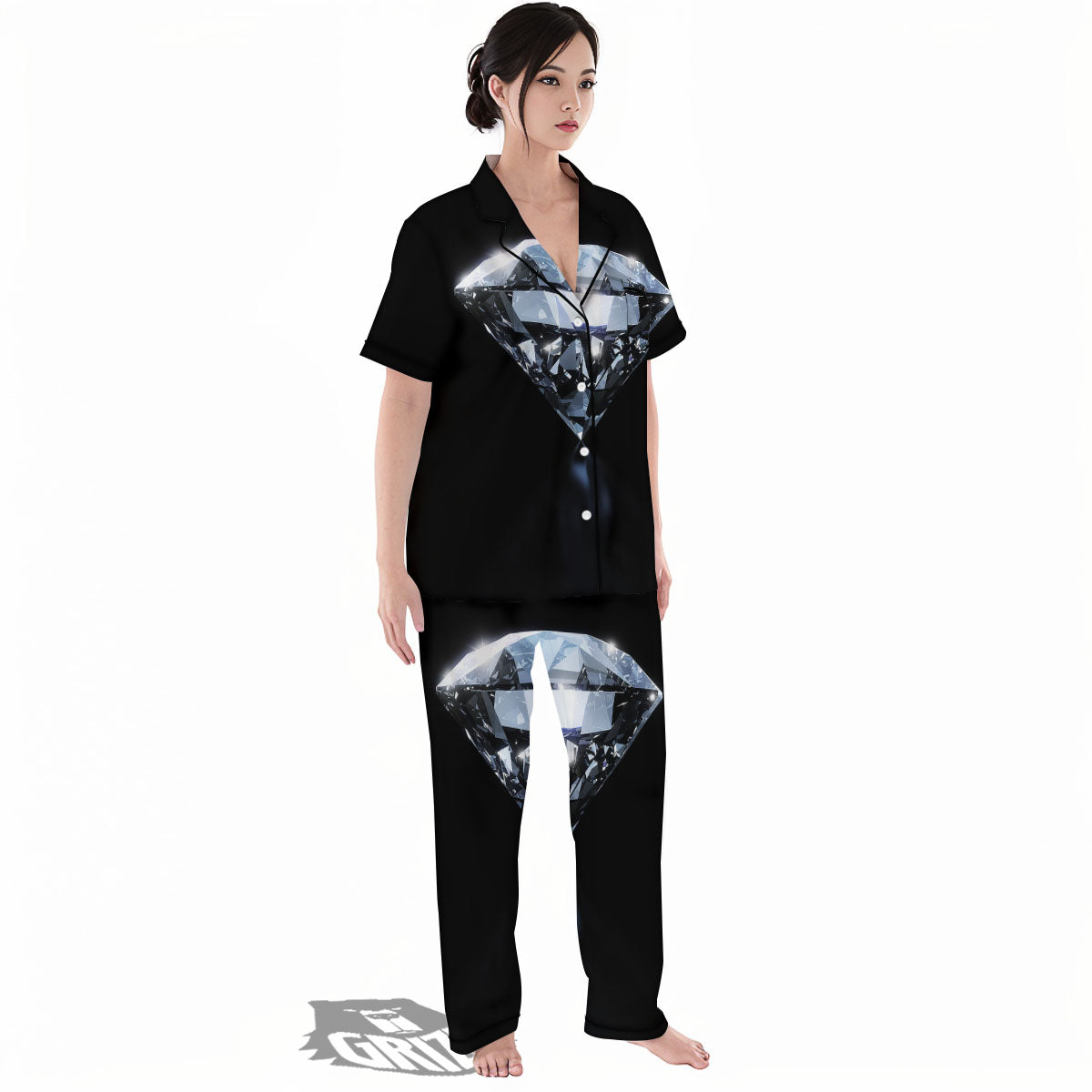 Diamond Print Women's Pajamas Set-grizzshop