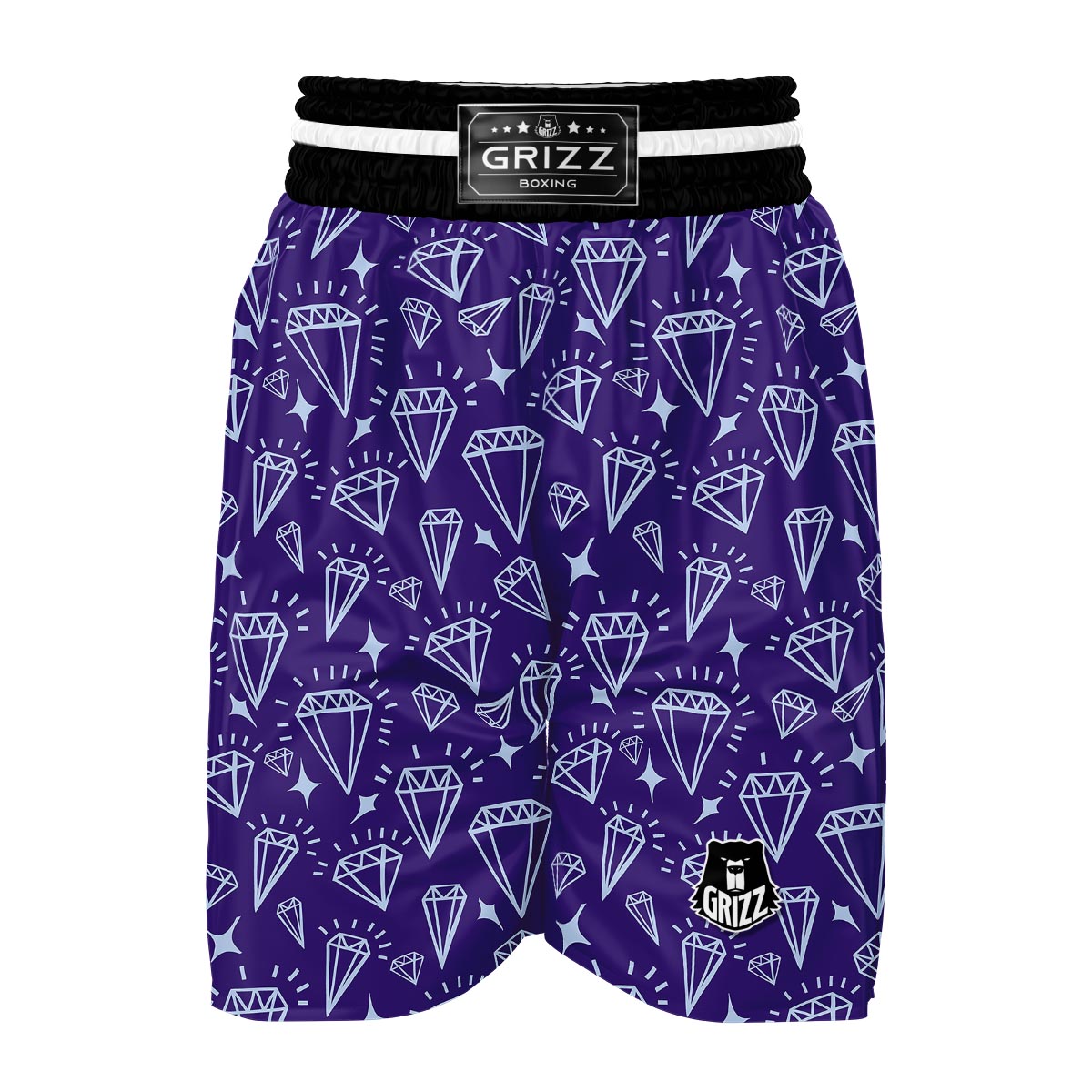 Diamond Purple Print Pattern Boxing Shorts-grizzshop
