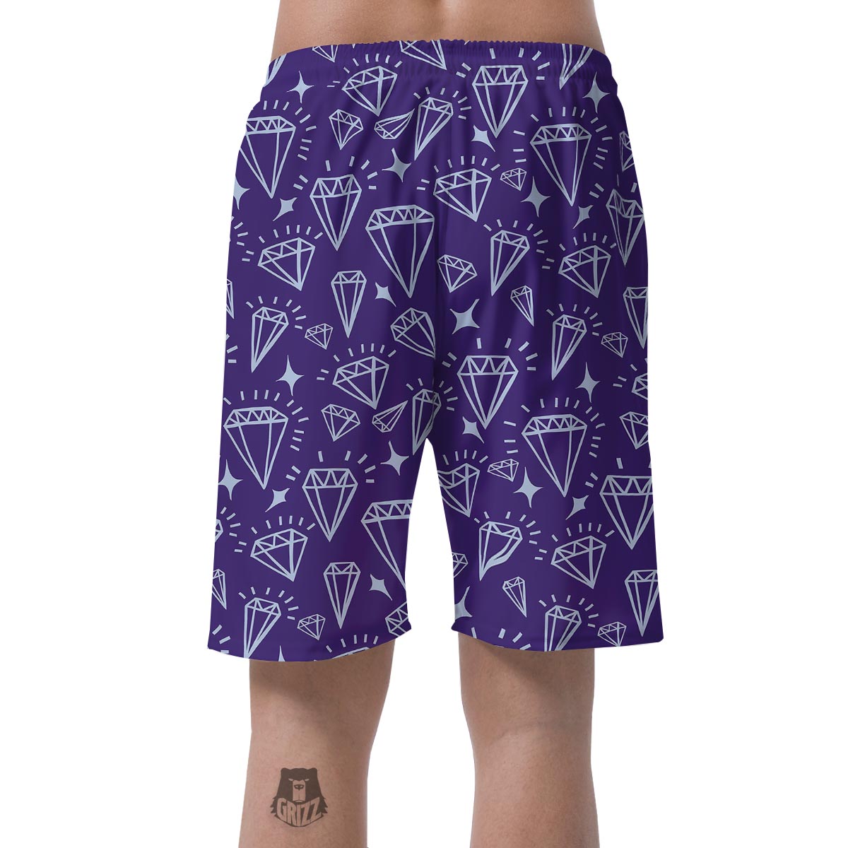 Diamond Purple Print Pattern Men's Shorts-grizzshop