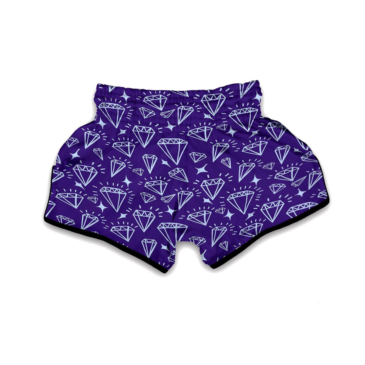 Diamond Purple Print Pattern Muay Thai Boxing Shorts-grizzshop