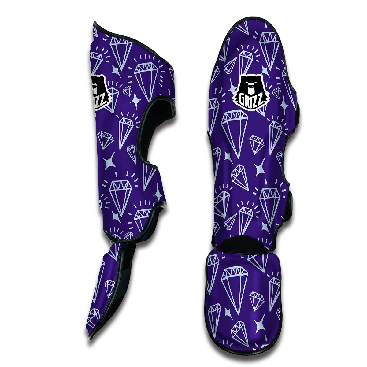 Diamond Purple Print Pattern Muay Thai Shin Guards-grizzshop