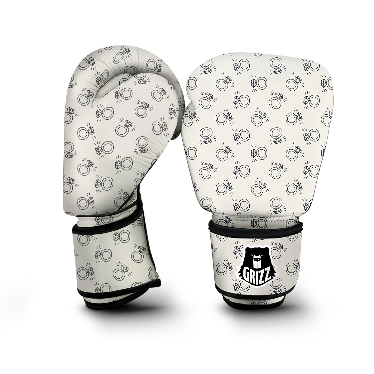 Diamond Ring Doodle Print Pattern Boxing Gloves-grizzshop