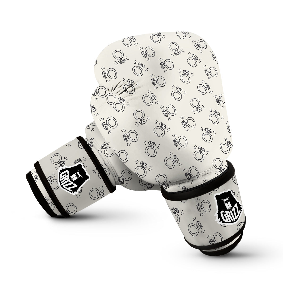 Diamond Ring Doodle Print Pattern Boxing Gloves-grizzshop