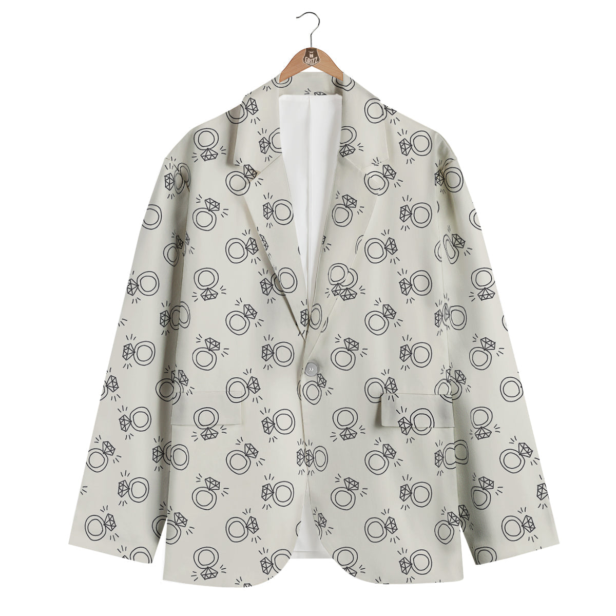 Diamond Ring Doodle Print Pattern Men's Blazer-grizzshop