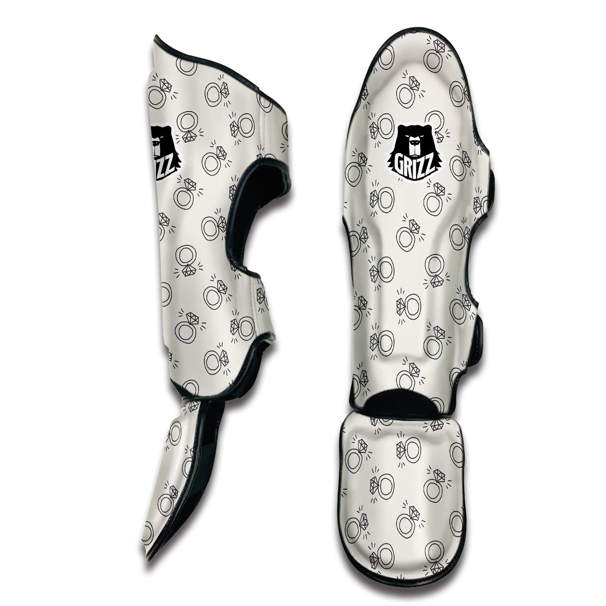 Diamond Ring Doodle Print Pattern Muay Thai Shin Guards-grizzshop