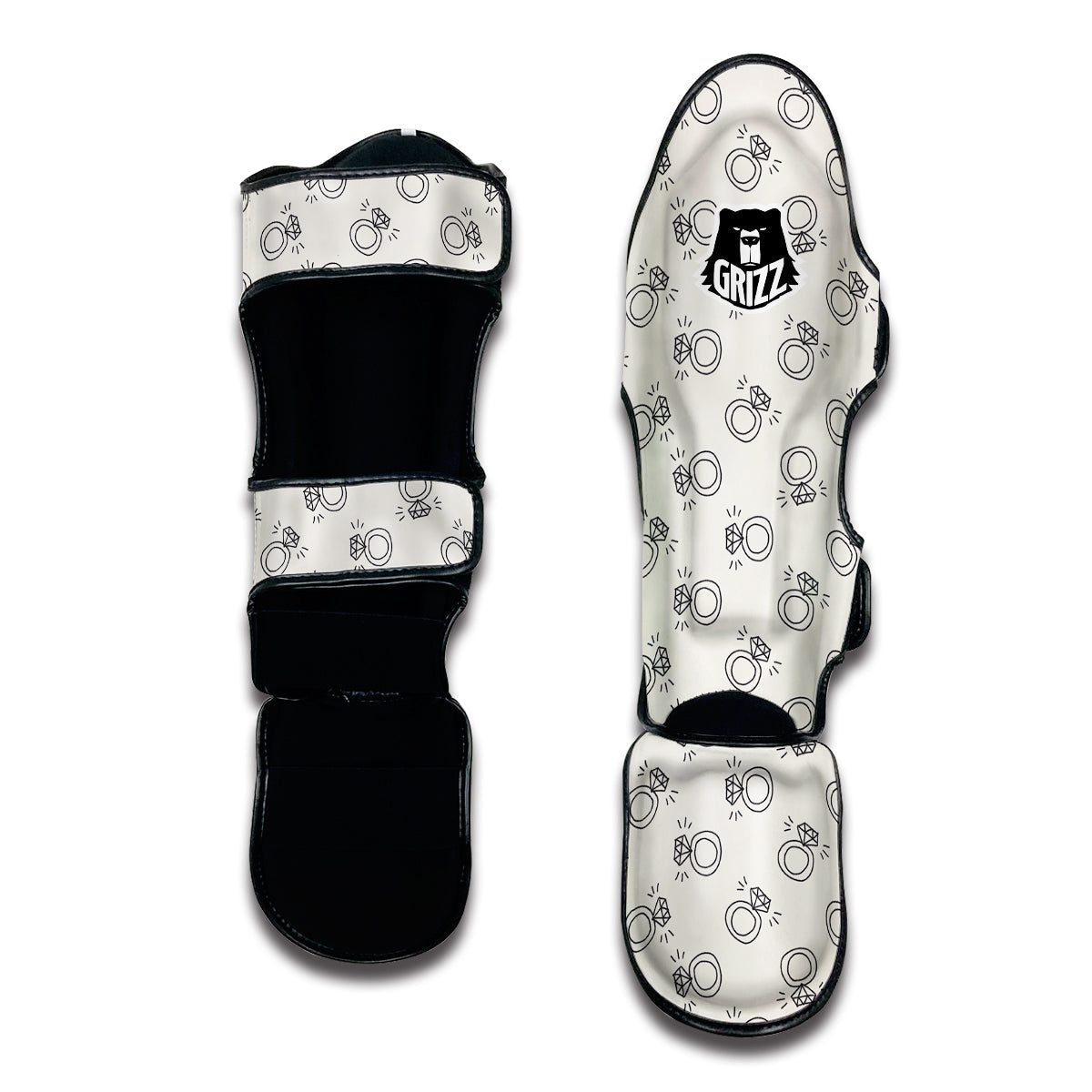 Diamond Ring Doodle Print Pattern Muay Thai Shin Guards-grizzshop