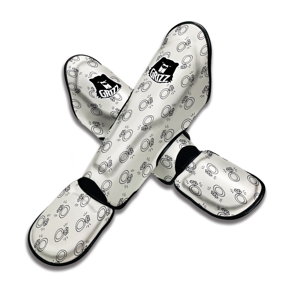 Diamond Ring Doodle Print Pattern Muay Thai Shin Guards-grizzshop