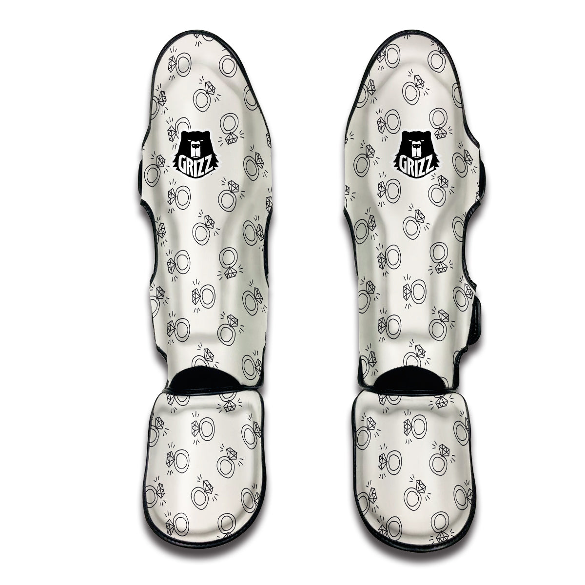 Diamond Ring Doodle Print Pattern Muay Thai Shin Guards-grizzshop