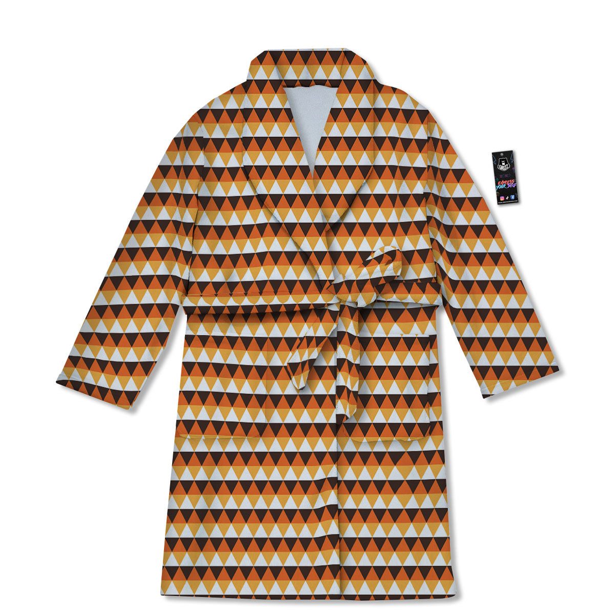 Diamond Shape Halloween Print Pattern Bathrobe-grizzshop