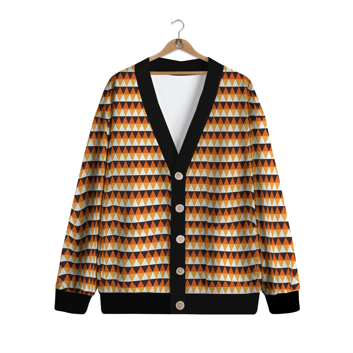 Diamond Shape Halloween Print Pattern Cardigan-grizzshop