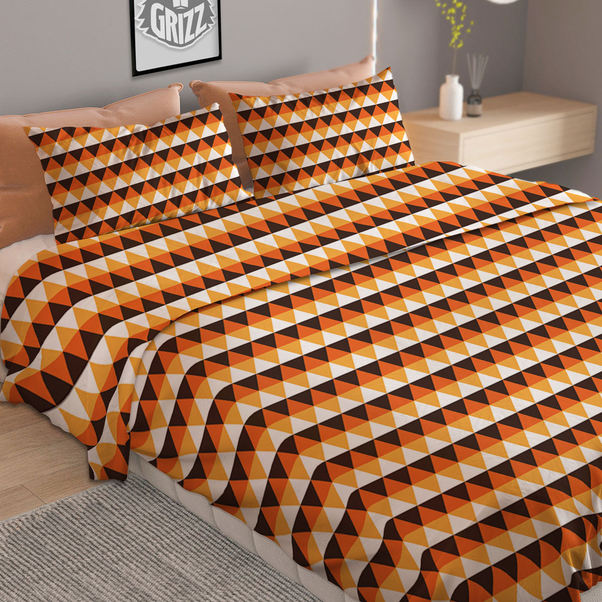 Diamond Shape Halloween Print Pattern Duvet Cover Bedding Set