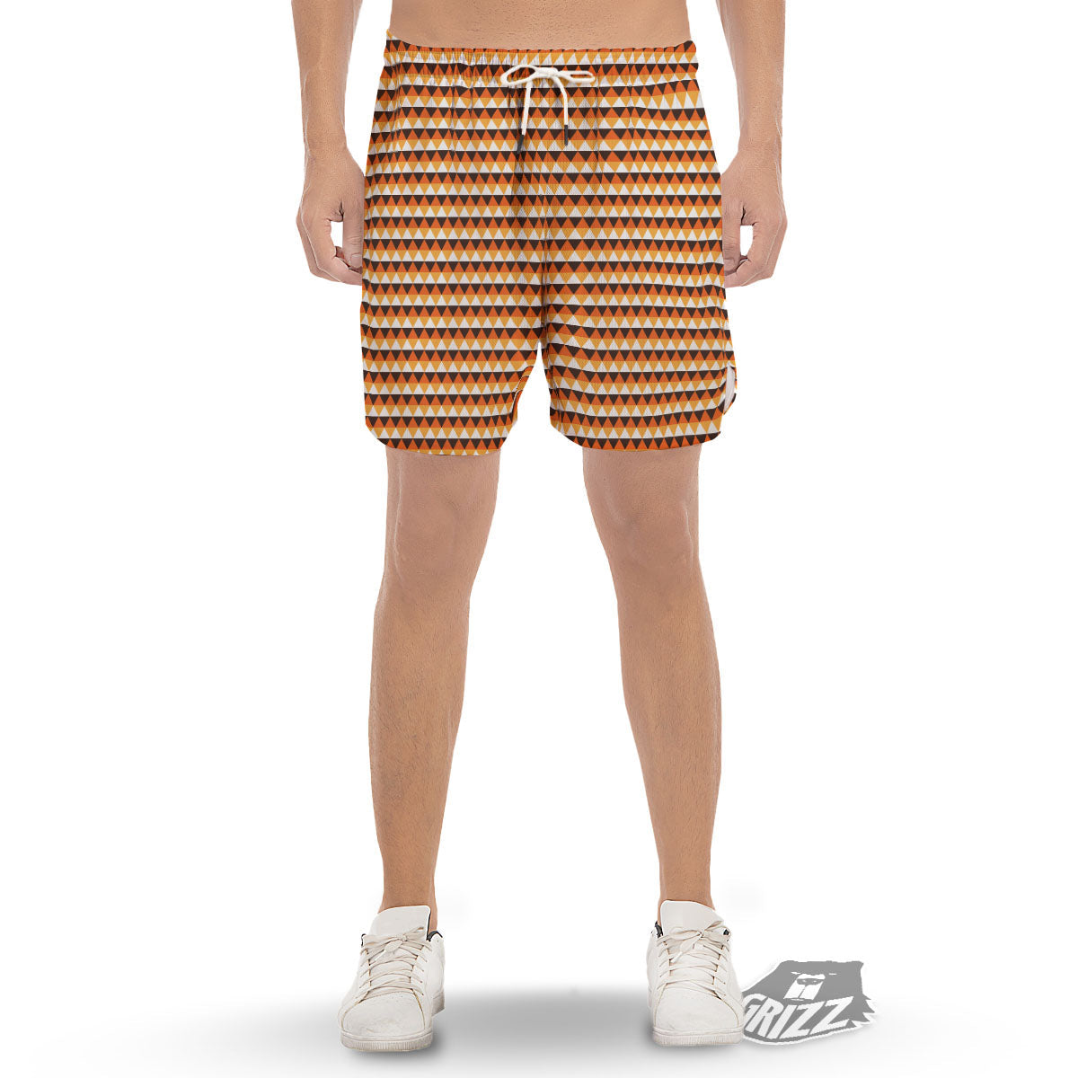 Diamond Shape Halloween Print Pattern Men's Gym Shorts-grizzshop