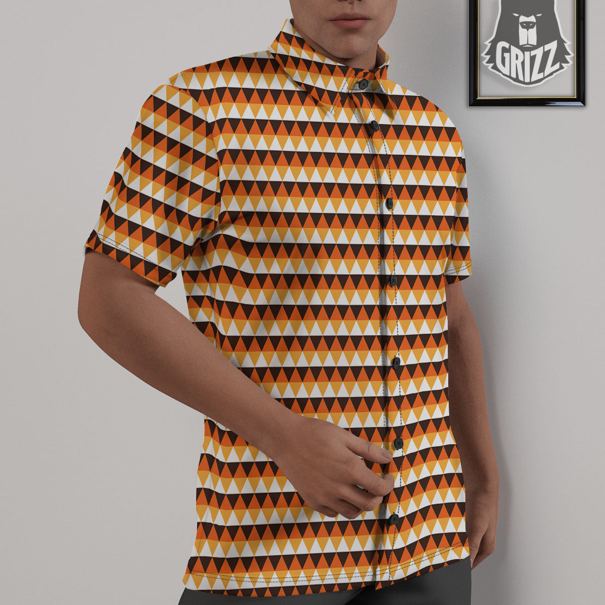 Diamond Shape Halloween Print Pattern Untucked Shirts-grizzshop
