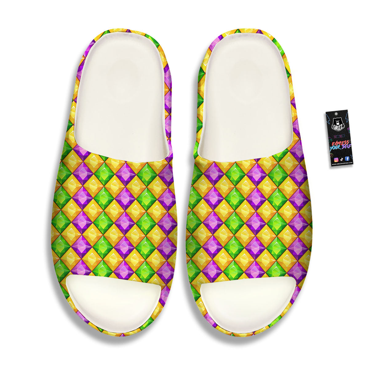 Diamond Mardi Gras Print Pattern Sandals-grizzshop