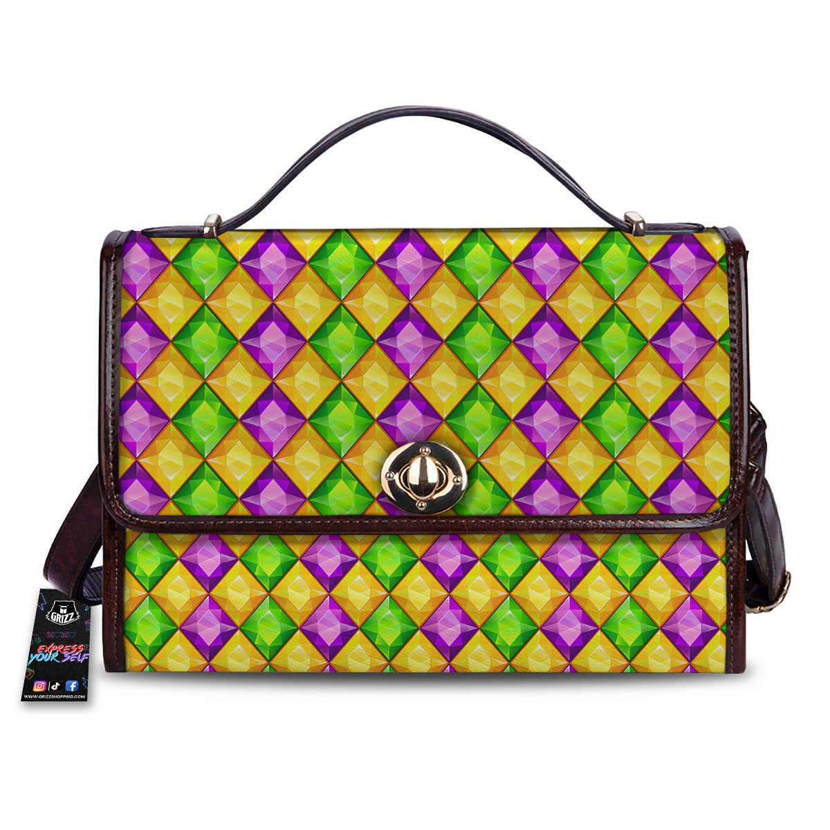 Diamond Mardi Gras Print Pattern Women's Satchel Bag