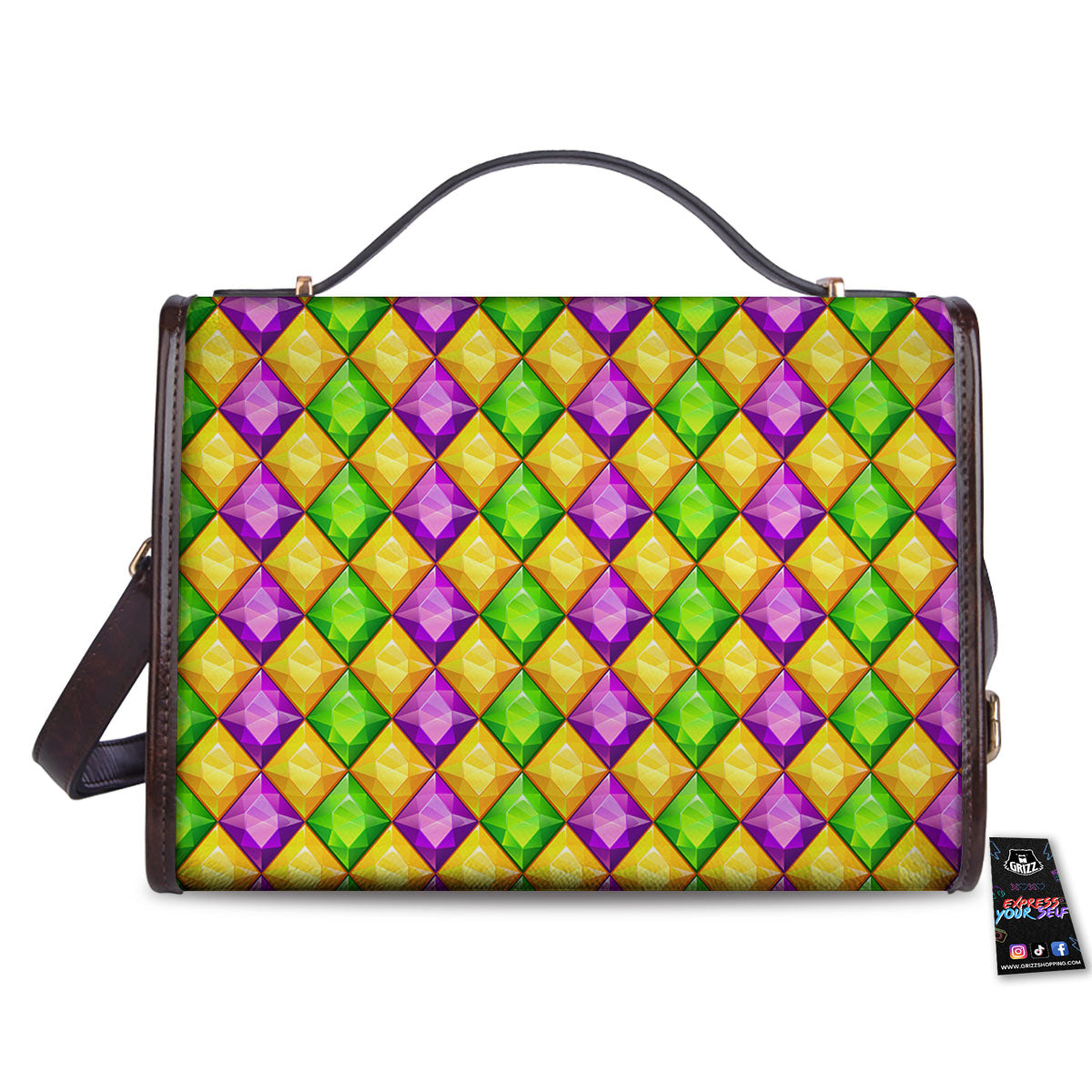 Diamond Mardi Gras Print Pattern Women's Satchel Bag