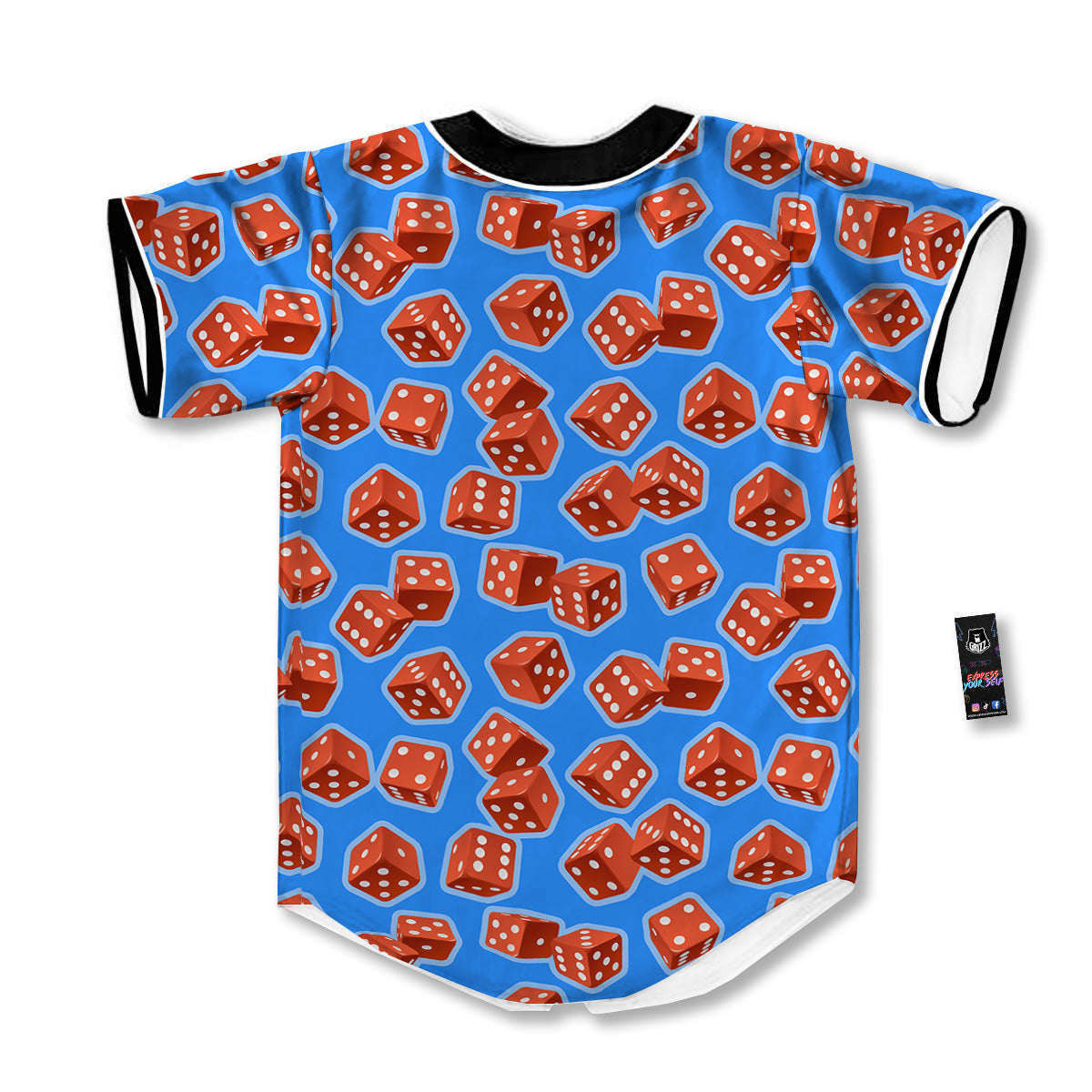 Dice Blue And Red Print Pattern Baseball Jersey-grizzshop
