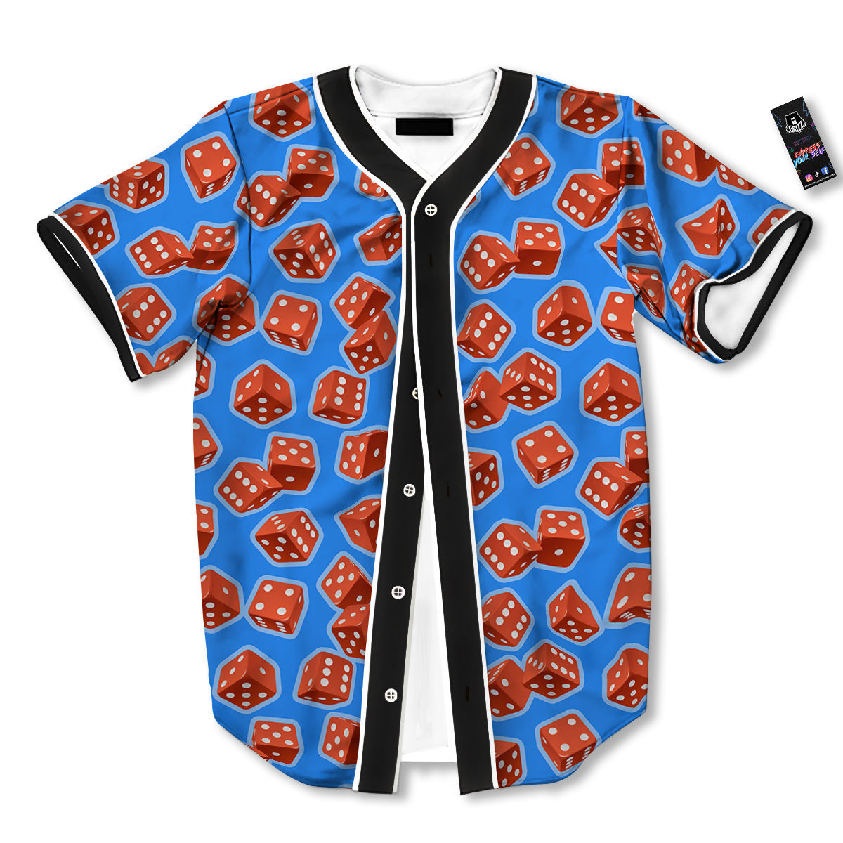 Dice Blue And Red Print Pattern Baseball Jersey-grizzshop