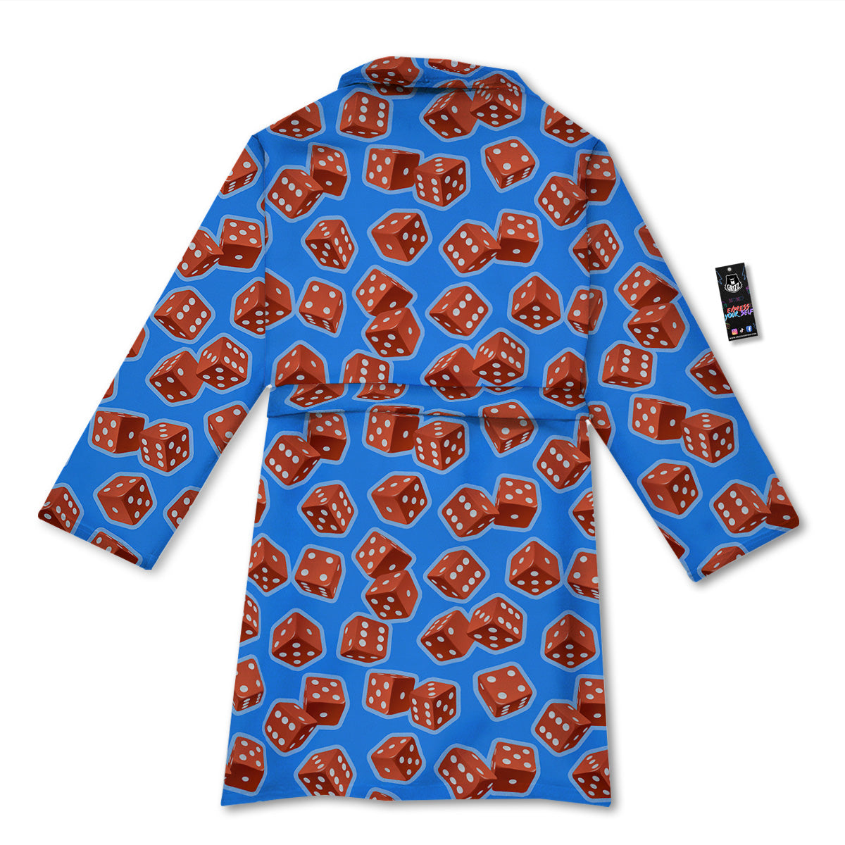 Dice Blue And Red Print Pattern Bathrobe-grizzshop
