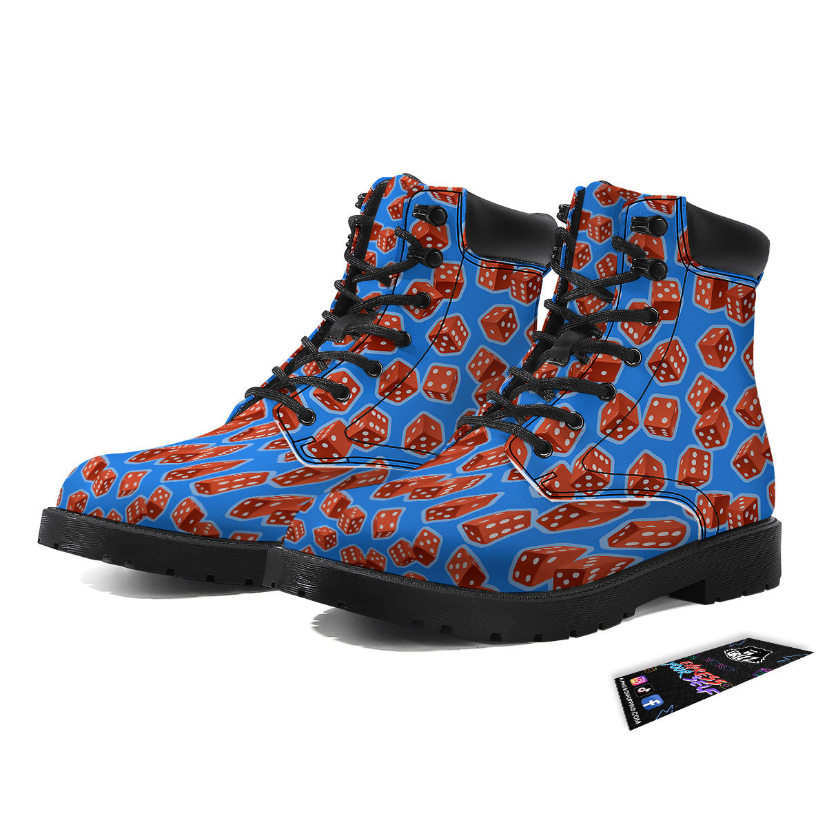 Dice Blue And Red Print Pattern Boots-grizzshop