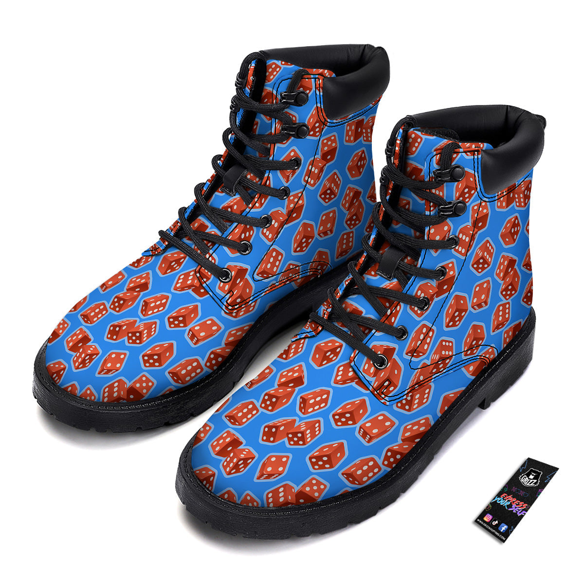 Dice Blue And Red Print Pattern Boots-grizzshop