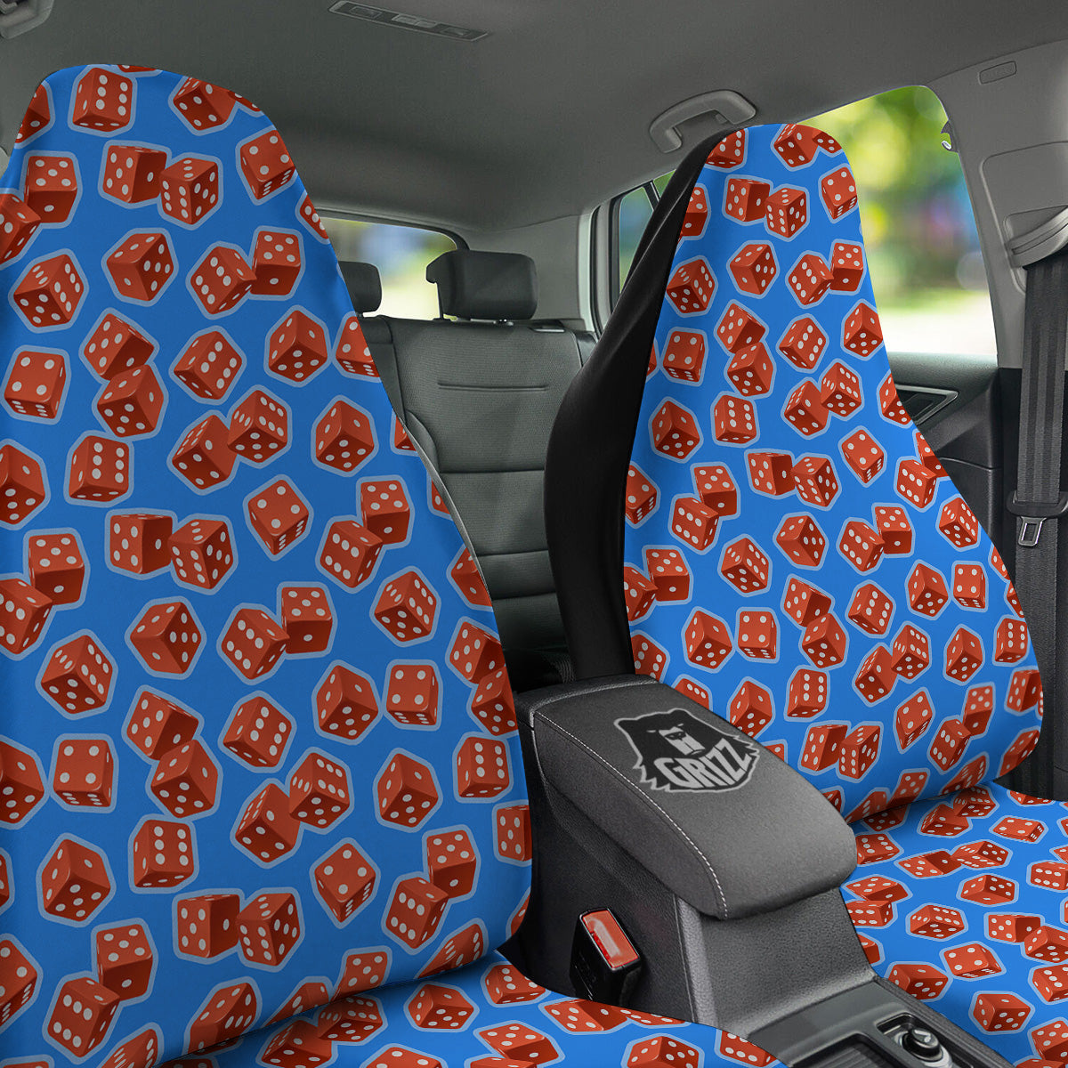 Dice Blue And Red Print Pattern Car Seat Covers-grizzshop