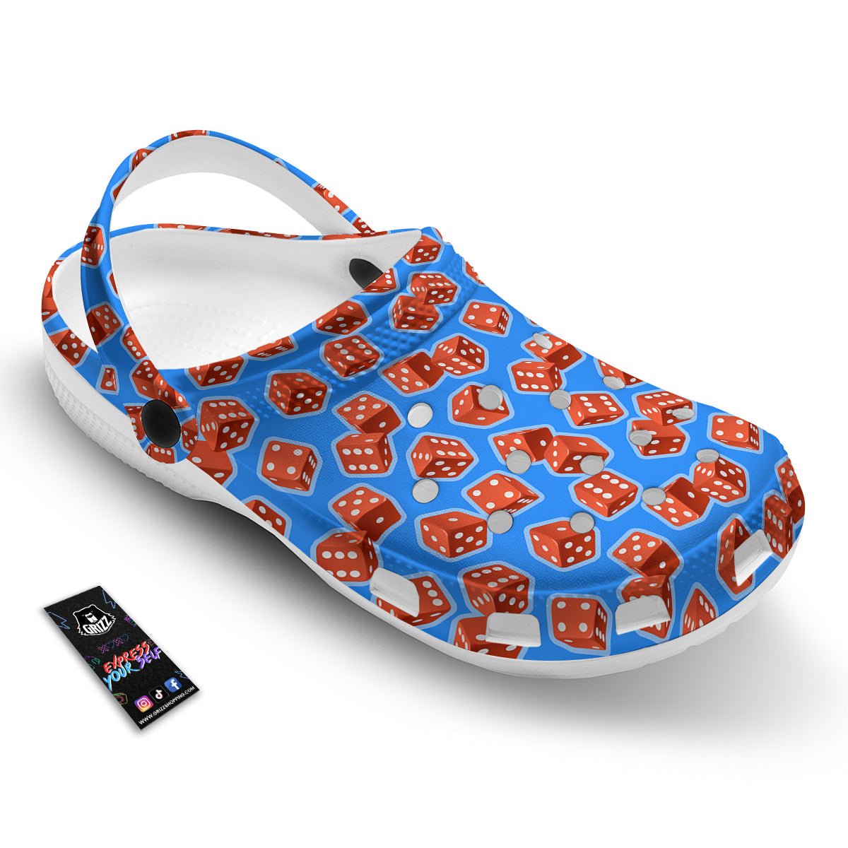 Dice Blue And Red Print Pattern Clog-grizzshop