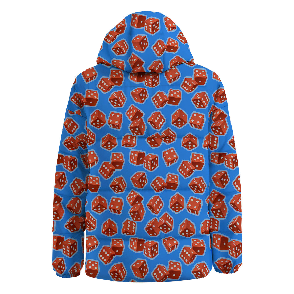 Dice Blue And Red Print Pattern Down Jacket-grizzshop