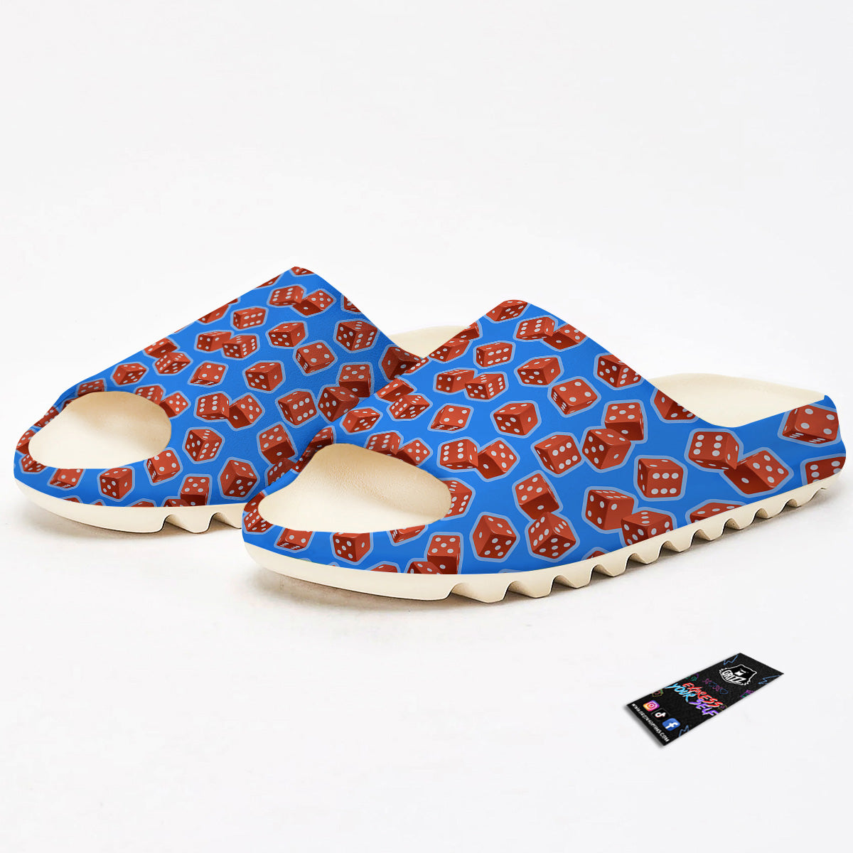 Dice Blue And Red Print Pattern Sandals-grizzshop