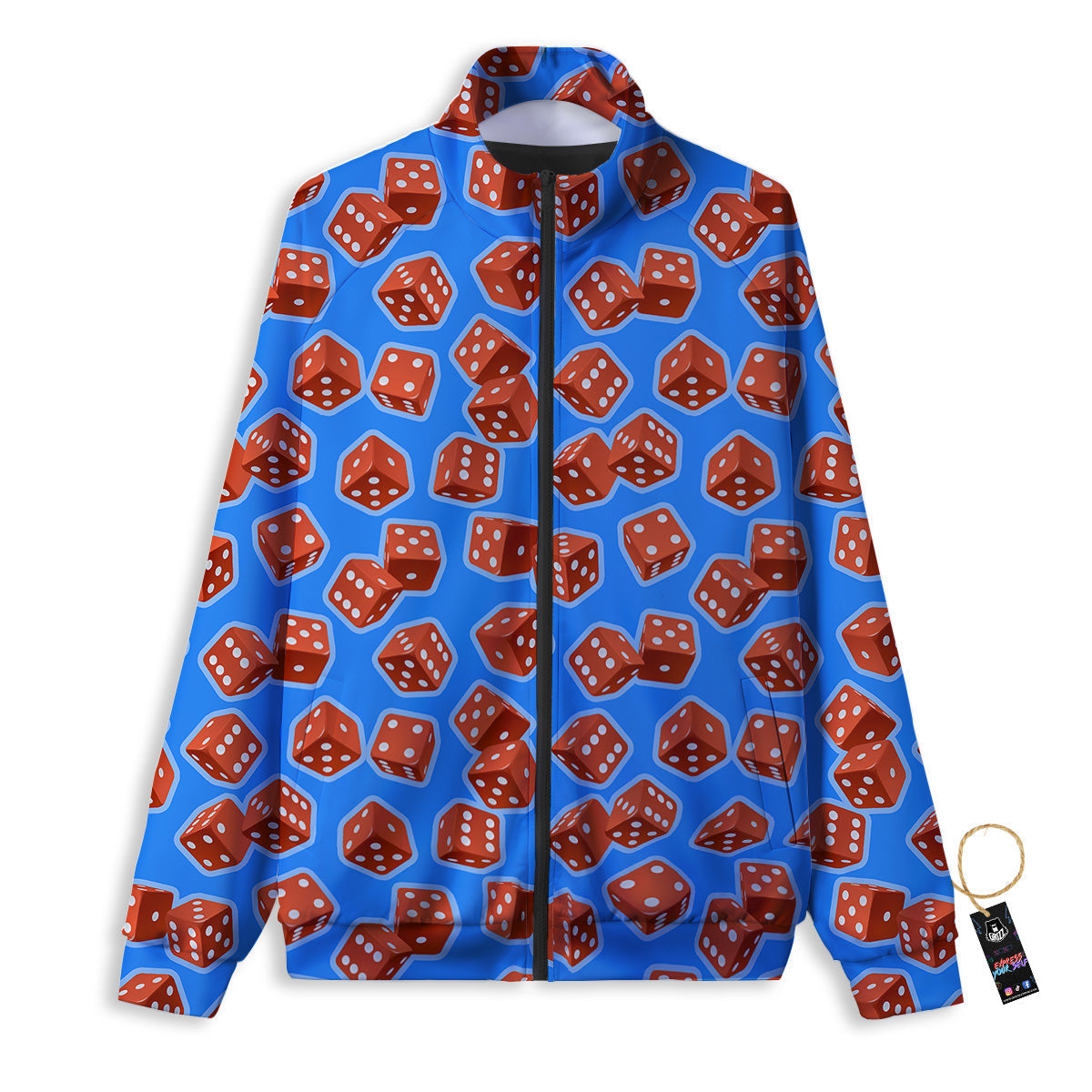 Dice Blue And Red Print Pattern Track Jacket-grizzshop