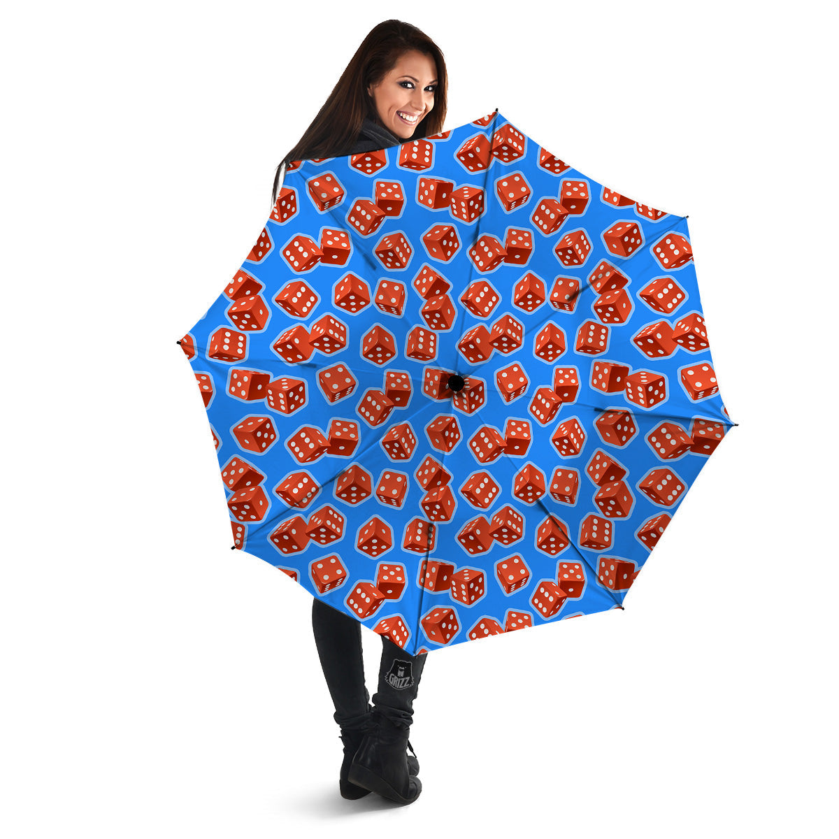 Dice Blue And Red Print Pattern Umbrella-grizzshop