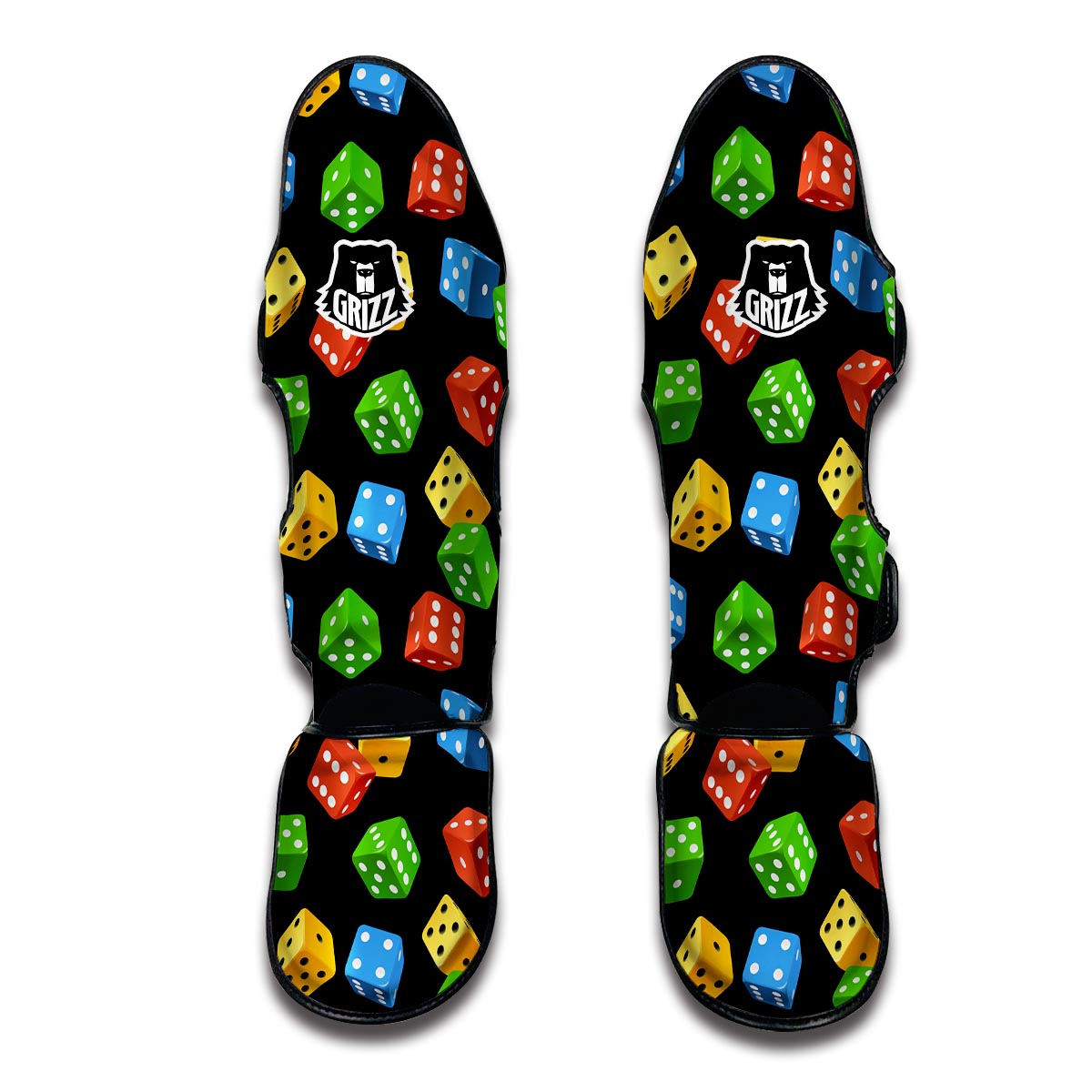 Dice Colorful Pattern Print Muay Thai Shin Guards-grizzshop