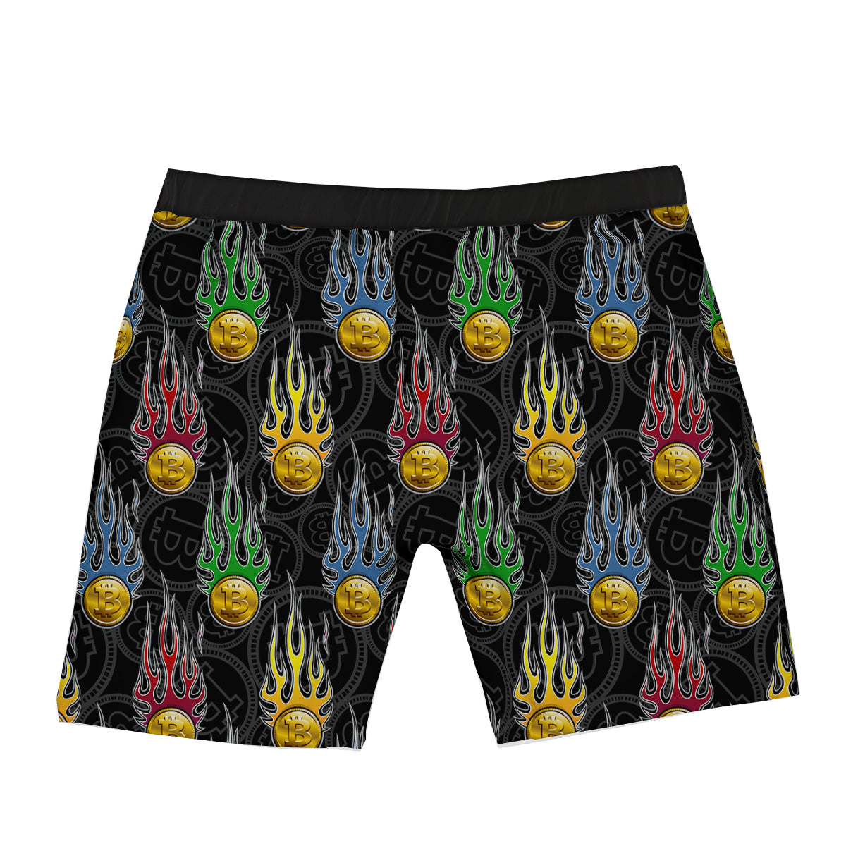 Digital Bitcoin On Fire Print Pattern Boxer Briefs-grizzshop