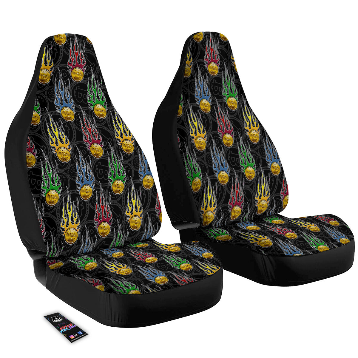 Digital Bitcoin On Fire Print Pattern Car Seat Covers-grizzshop