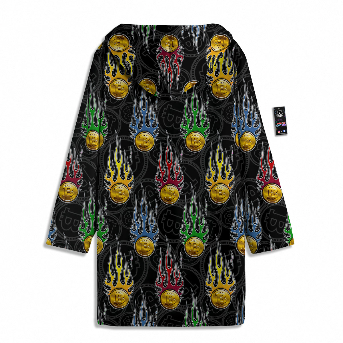 Digital Bitcoin On Fire Print Pattern Men's Windbreaker Jacket-grizzshop