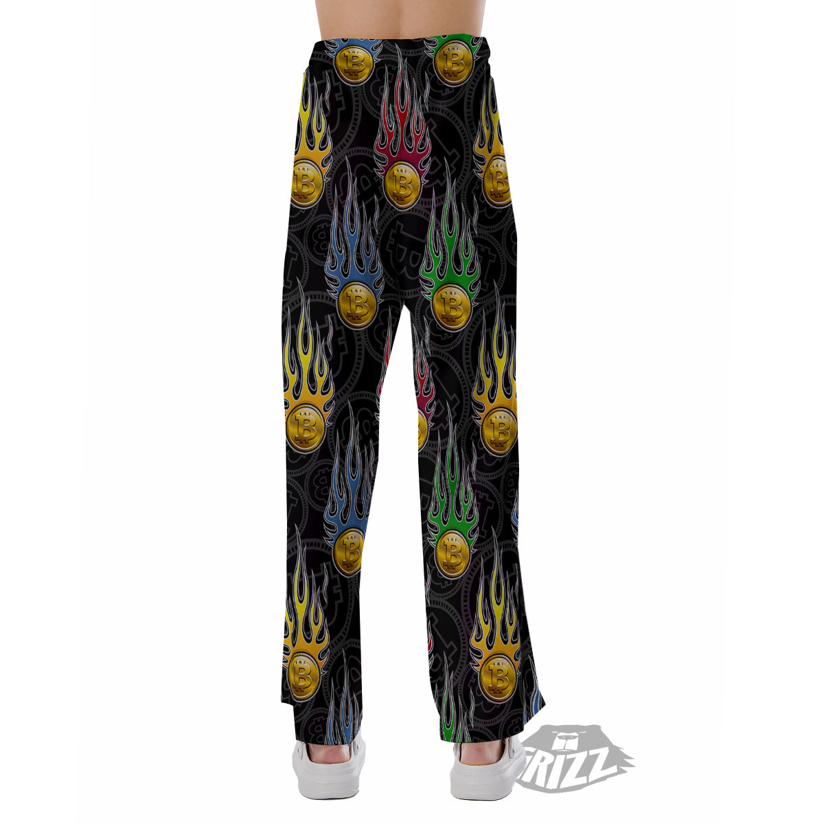 Digital Bitcoin On Fire Print Pattern Pajama Pants-grizzshop