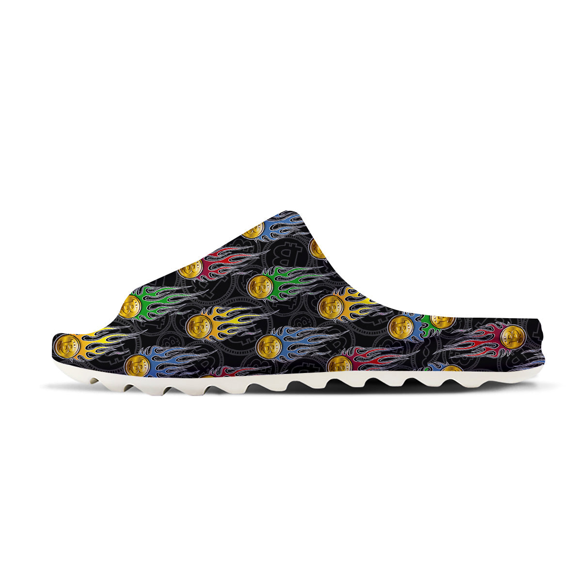 Digital Bitcoin On Fire Print Pattern Sandals-grizzshop