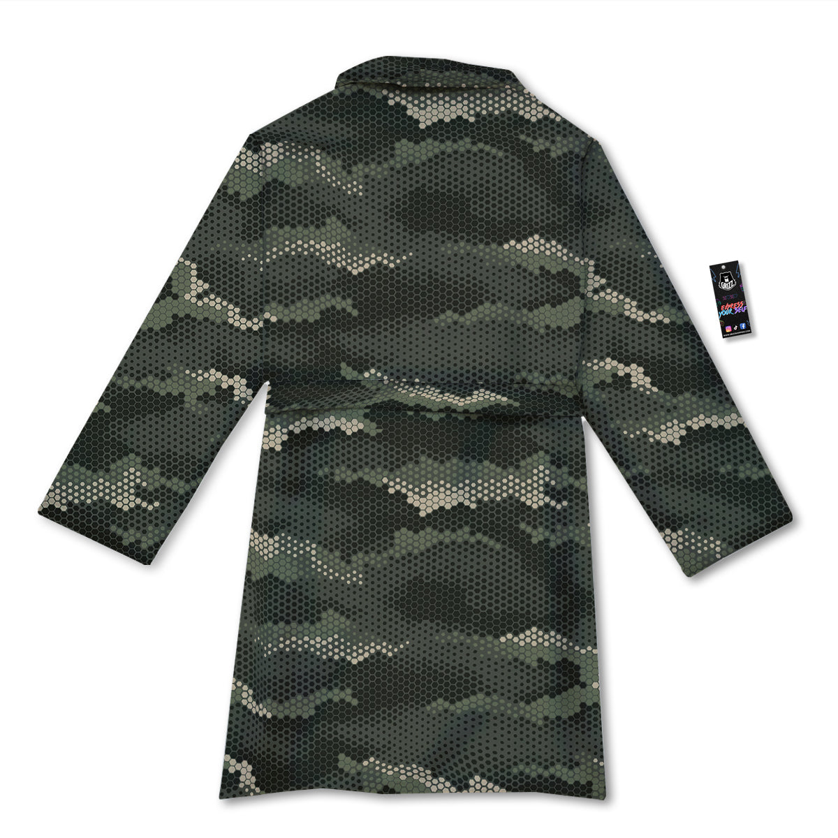 Digital Camo Army Green Print Pattern Bathrobe-grizzshop