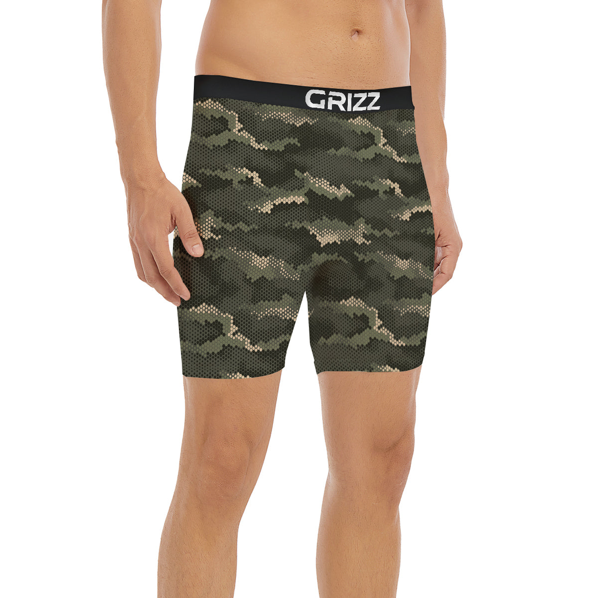 Digital Camo Army Green Print Pattern Boxer Briefs-grizzshop