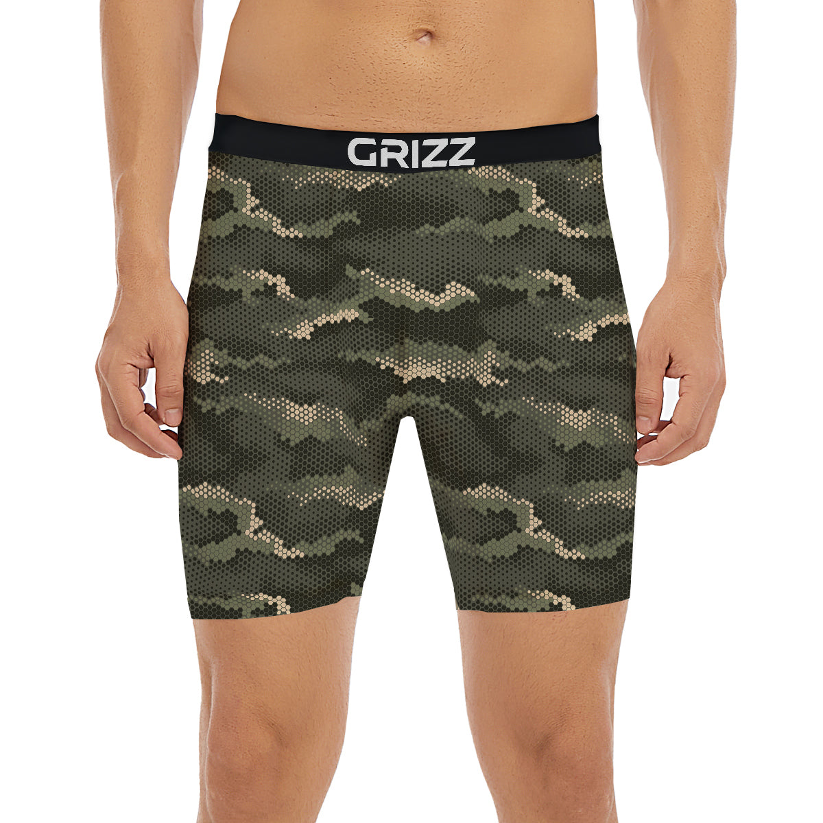 Digital Camo Army Green Print Pattern Boxer Briefs-grizzshop