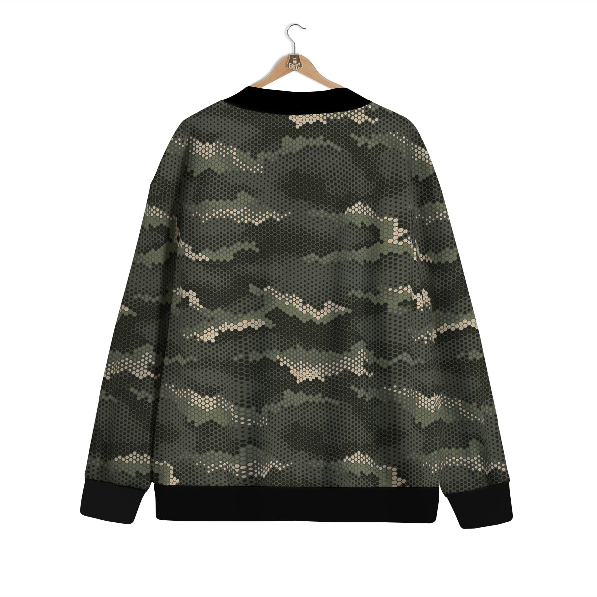 Digital Camo Army Green Print Pattern Cardigan-grizzshop