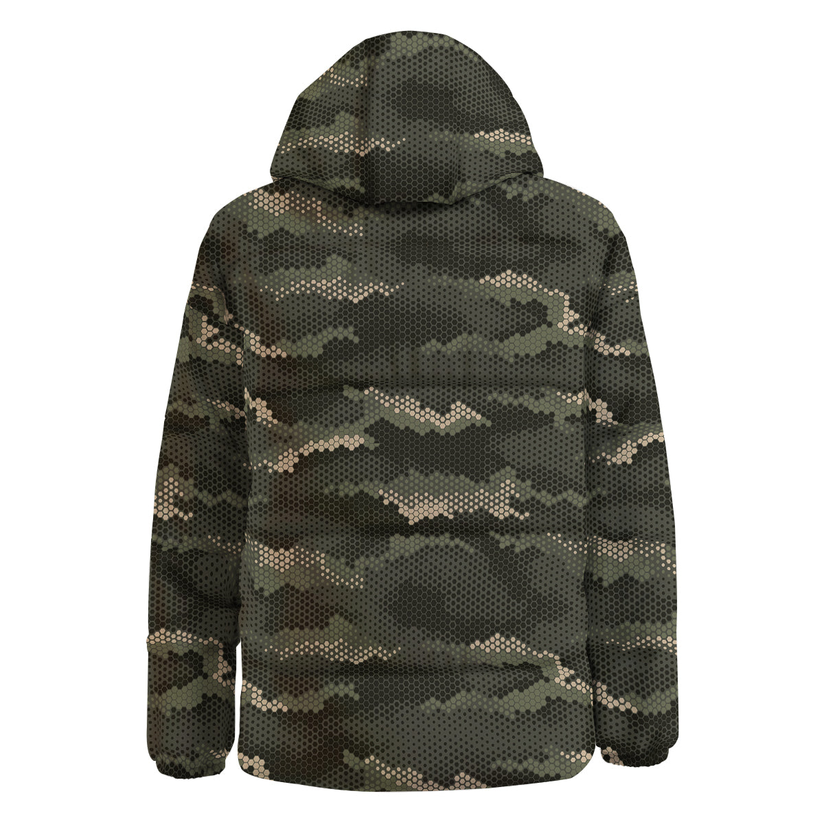 Digital Camo Army Green Print Pattern Down Jacket-grizzshop