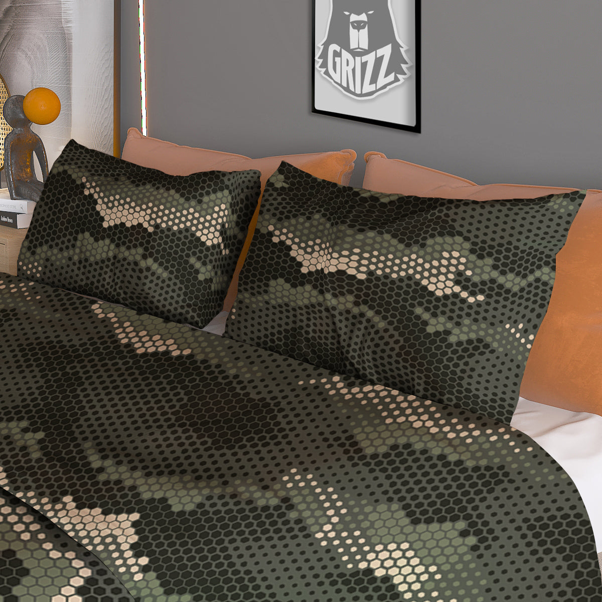 Digital Camo Army Green Print Pattern Duvet Cover Bedding Set