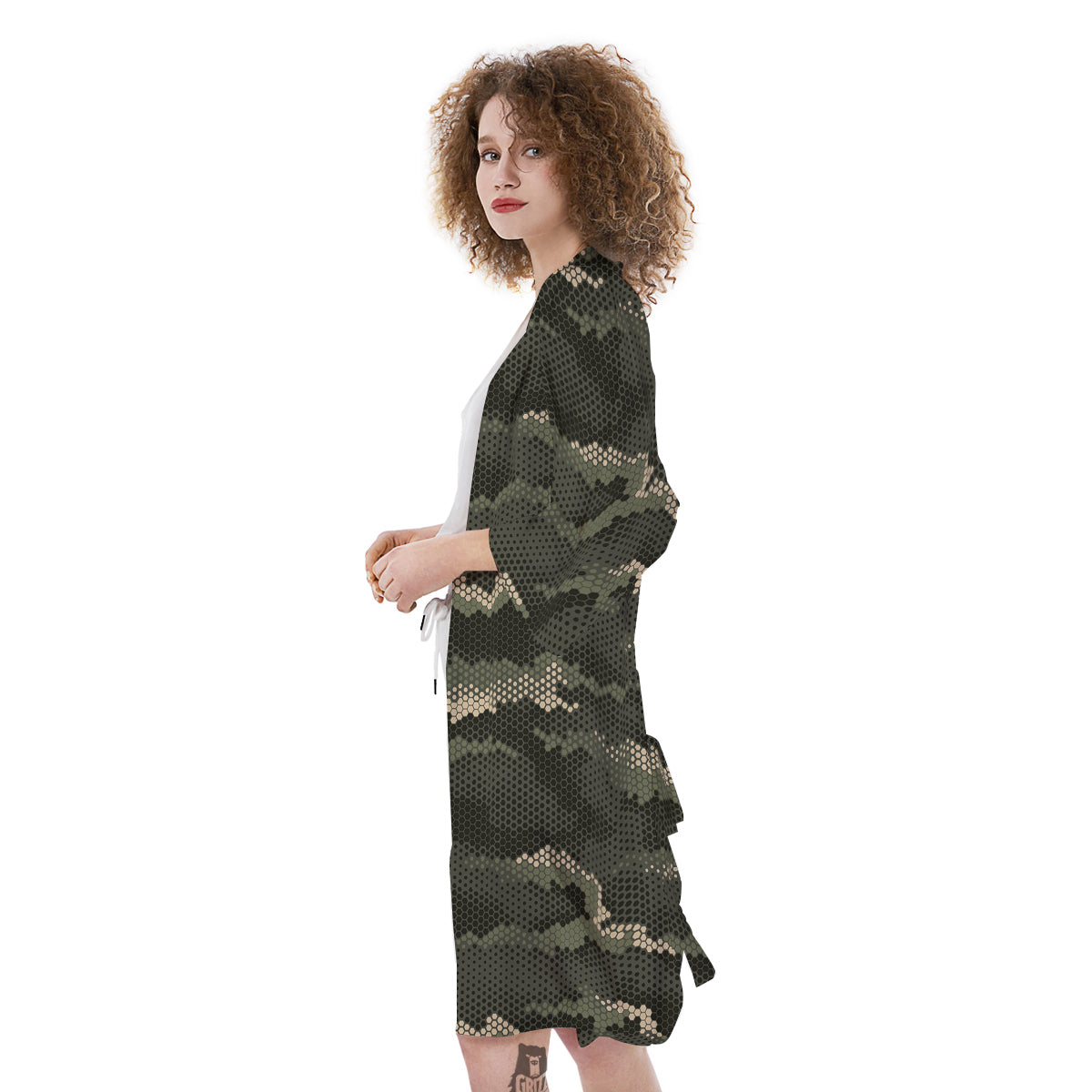 Digital Camo Army Green Print Pattern Kimono-grizzshop