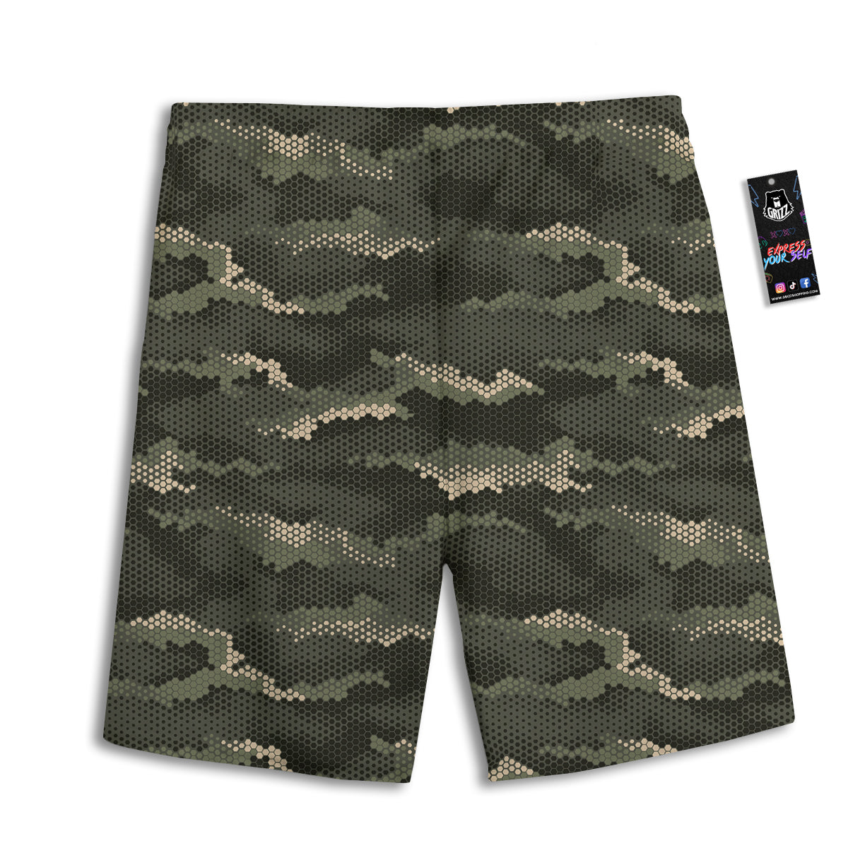 Digital Camo Army Green Print Pattern Men's Athletic Shorts