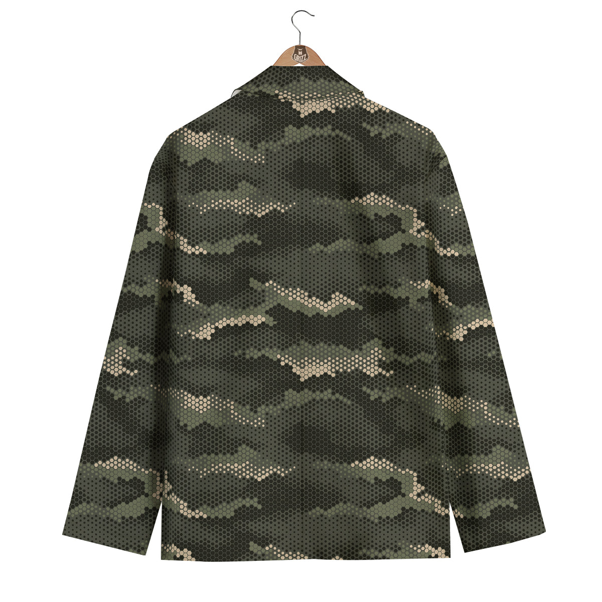 Digital Camo Army Green Print Pattern Men's Blazer-grizzshop