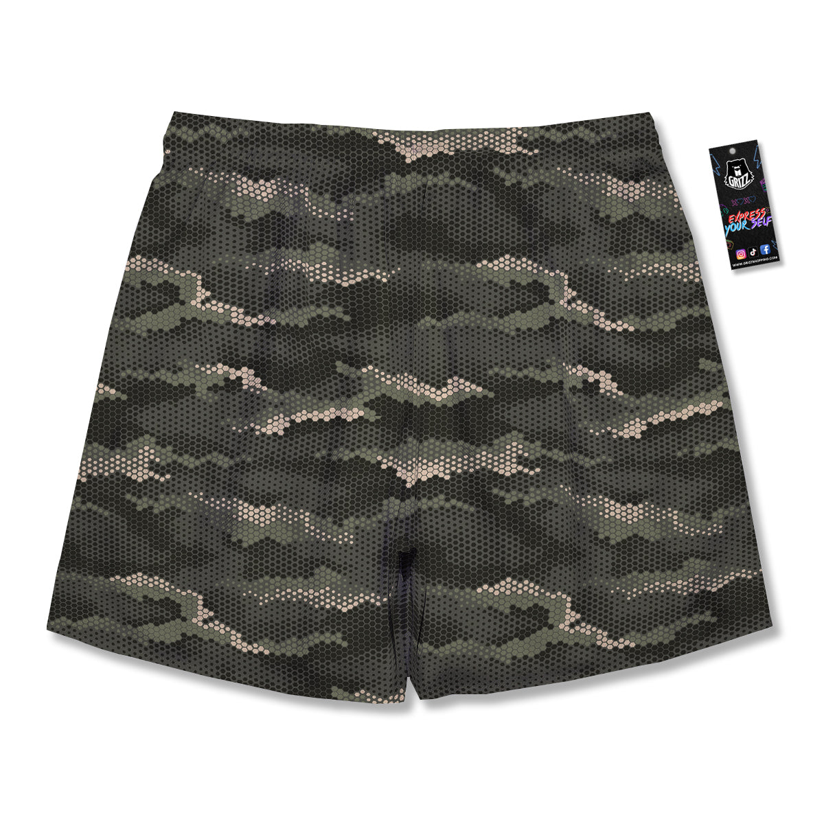 Digital Camo Army Green Print Pattern Men's Running Shorts-grizzshop