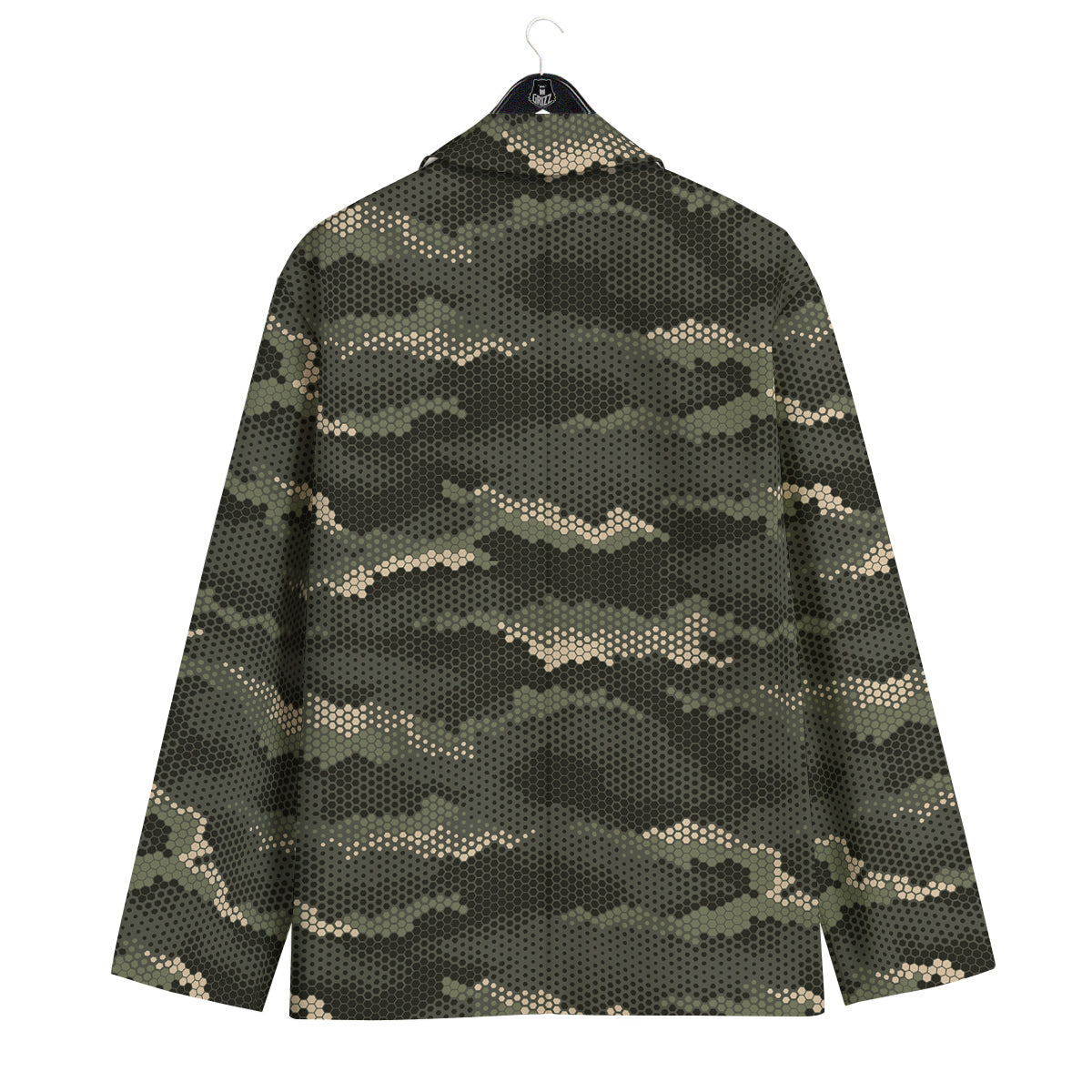 Digital Camo Army Green Print Pattern Men's Sport Coat-grizzshop