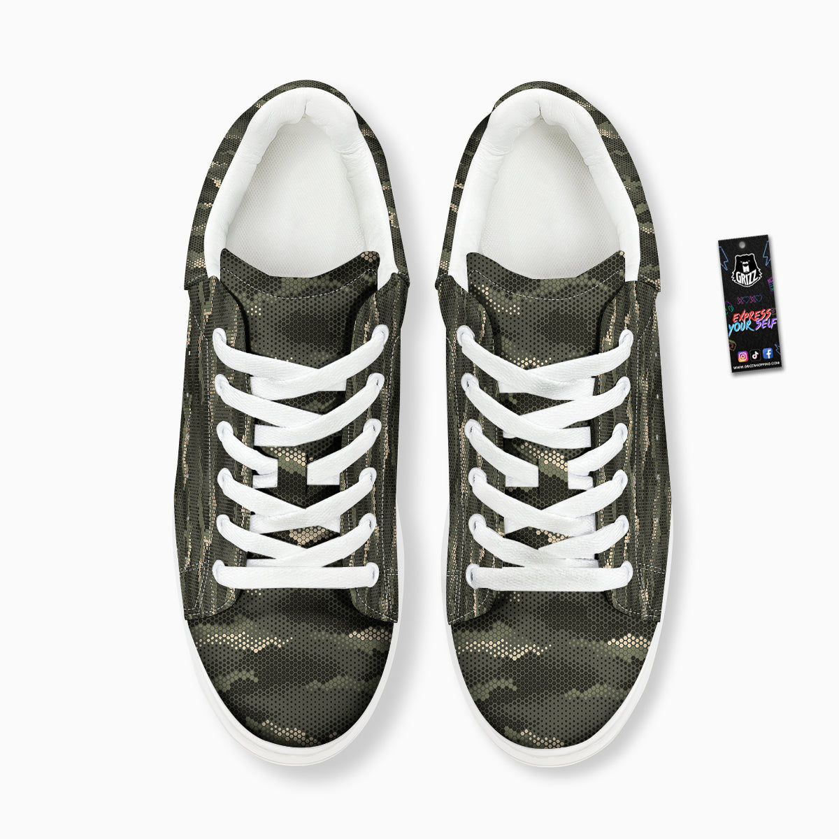 Digital Camo Army Green Print Pattern Platform Shoes-grizzshop